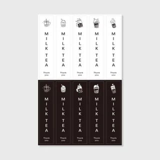 สติกเกอร์ติดกล่อง แก้ว กาแฟ ชา เครื่องดื่ม สำเร็จรูป ขอบคุณ sticker coffee