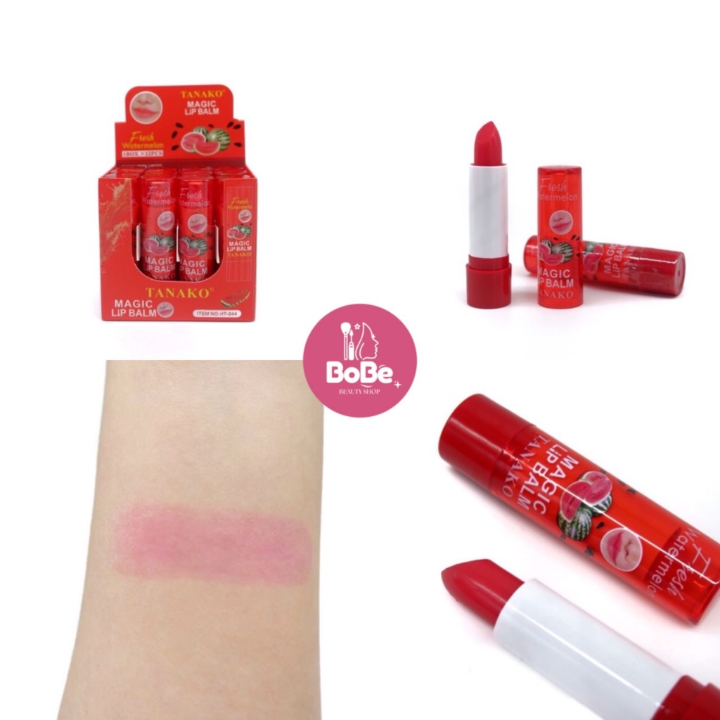 {12แท่ง} TANAKO Watermelon Magic Lip Balm ลิปบาล์มมีสี บำรุงริมฝีปาก เนียนนุ่ม กลิ่นแตงโม no.HT044