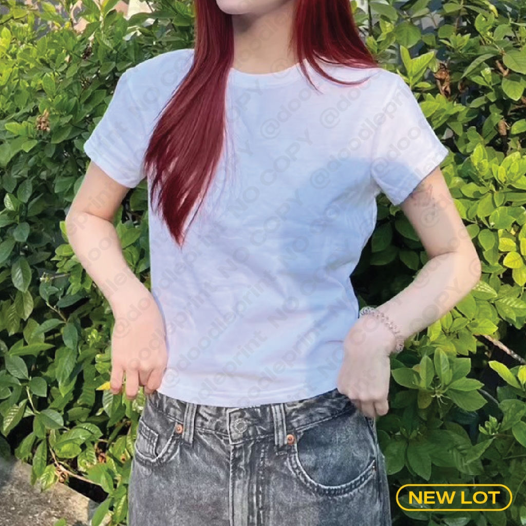 เสื้อทรงเบบี้ที Baby tee รุ่น Premium [ถ้ารับแบบพร้อมสกรีนต้องกดสั่ง 2 สินค้า] ผ้าคอตตอน รับสกรีนเสื้อ ไม่มีขั้นต่ำ ราคา ถูกที่สุด ดีลบีเคเค แกลเลอรีภาพที่ 9