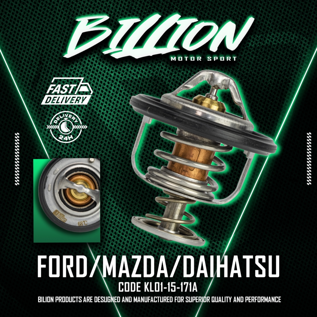 Billion Thermostat 68° วาล์วน้ำ Billion 68 องศา [Part No.KL01-15-171A] FORD RANGER98-09, FIGHTER, BT50, MAZDA2 (ZY)