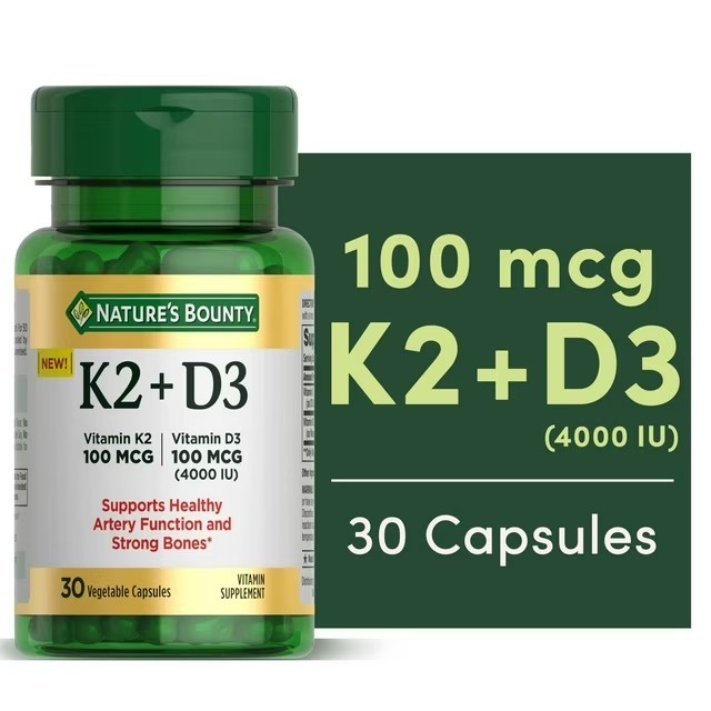 ของแท้ Nature’s Bounty Vitamin K2 + D3, Vitamin Supplements, for Bone and Health Support, 30 Count
