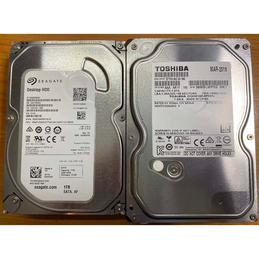 HDD  1TB SATA 7200rpm used. คละยี่ห้อ