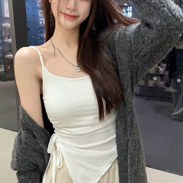 diary(bratopC014)สายเดี่ยวมีฟองน้ำ ไม่ต้องใส่บรา สายรุดข้าง ชายสามเหลี่ยม ทรงสวย ใส่สบาย