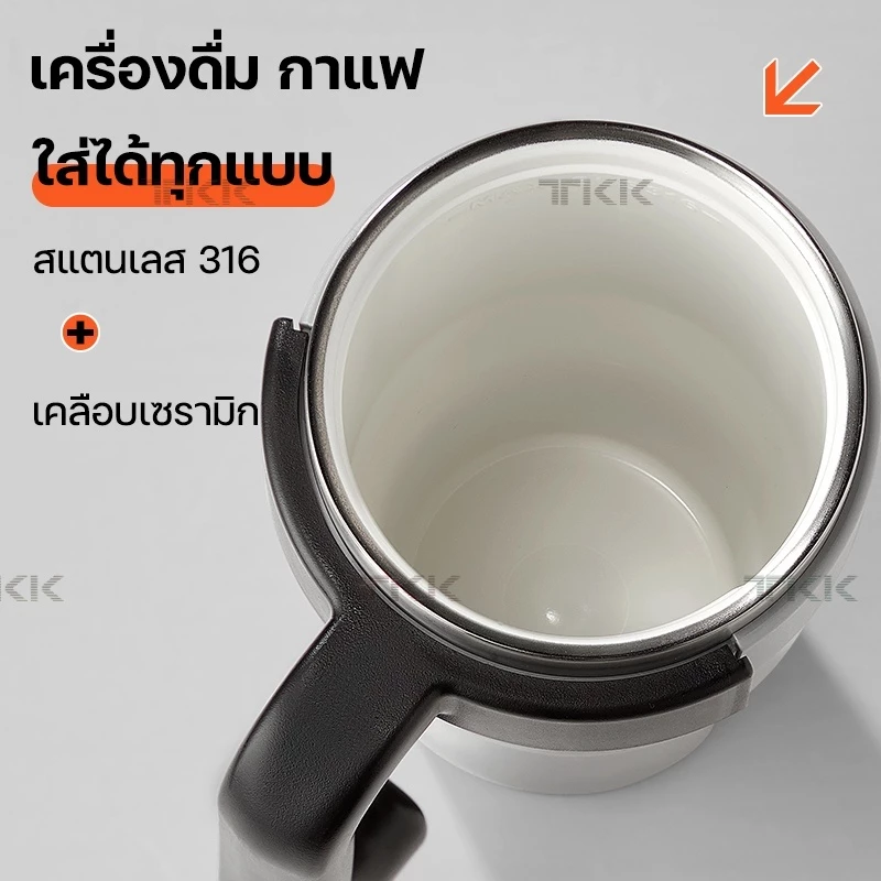 TKK แก้วกาแฟเก็บอุณหภูมิ 1200ml พร้อมหลอดดูด เคลือบเซรามิก สแตนเลส 316 กระติกน้ำแบบมีหูจับ thumbnail 6