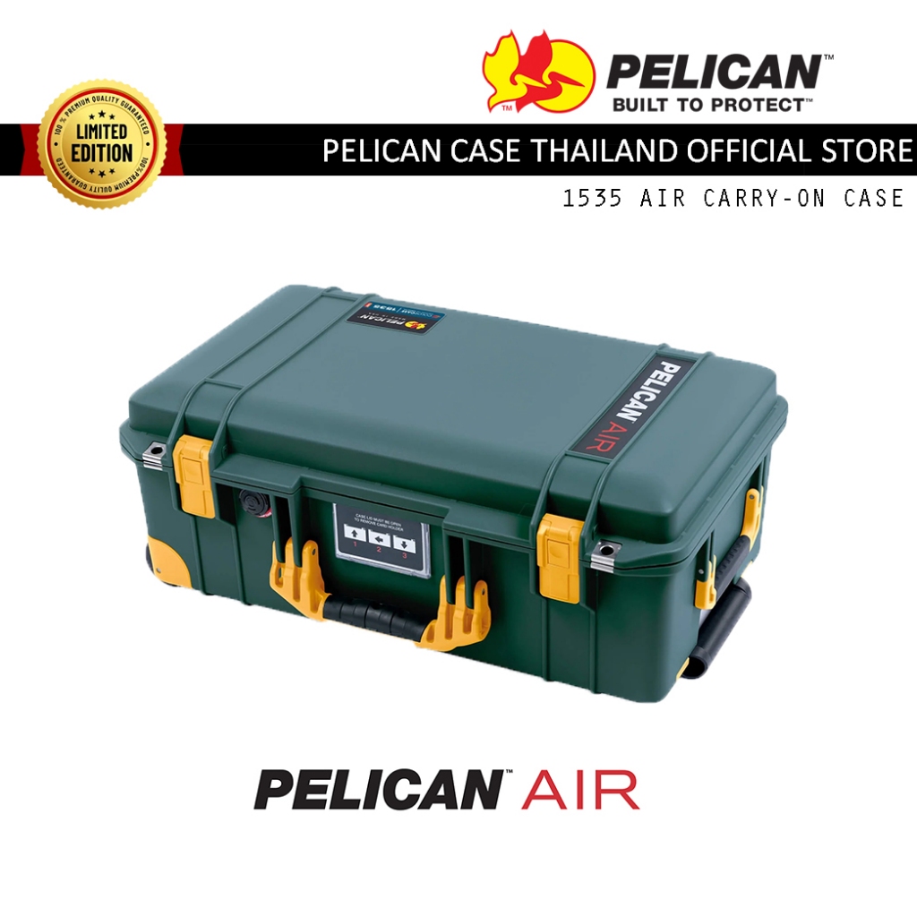 Pelican 1535 Air Carry On Case - Trekking & Yellow Trolley