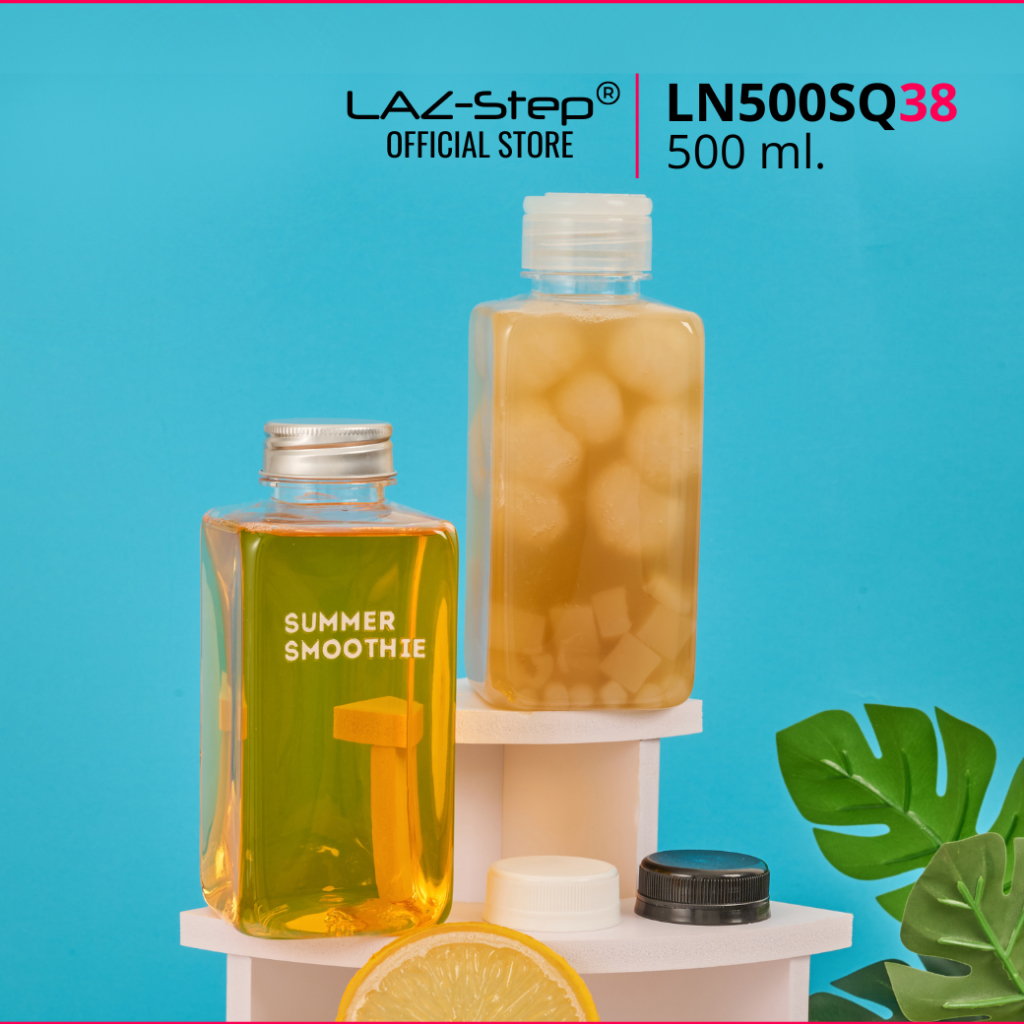 LAZ-Step ขวดพลาสติกหูหิ้ว PET Bottles ซีรี่ย์ 38 รหัส LN500SQ38 ความจุ 500 ml. ทรงสี่เหลี่ยม บรรจุลั
