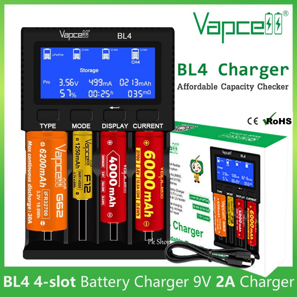 เครื่องชาร์จ Vapcell BL4 4-slot Battery Charger 9V 2A