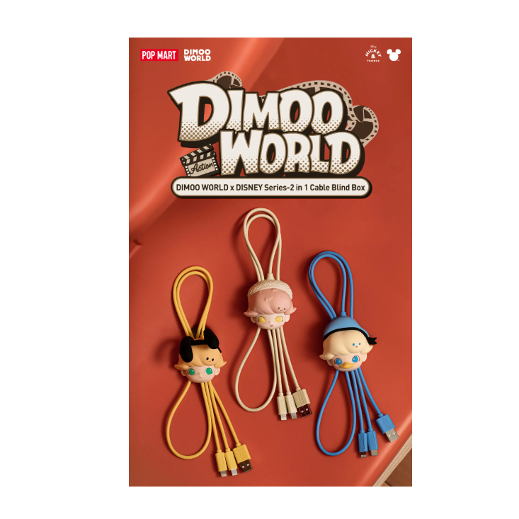 [พร้อมส่ง]สายชาร์จดีมู่ ดิสนี่ย์ มิกกี้ DIMOO WORLD × DISNEY Series-2 in 1 Cable ของแท้ Popmart