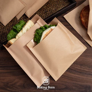 Baking barn (100 ชิ้น/แพ็ค) ถุงกระดาษคราฟท์ สีน้ำตาล เบเกอรี่ Paper Bag เคลือบมัน ฟู๊ดเกรด