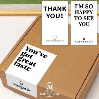 Baking barn (50 ดวง/แพค) สติกเกอร์แต้งกิ้ว สติกเกอร์ 5.4x9 ซ.ม Thank you stickers
