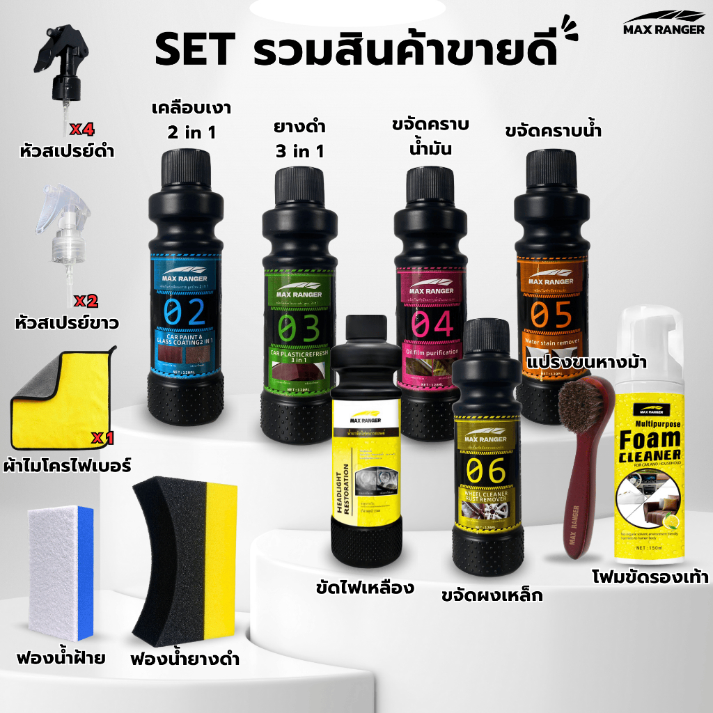 [ Max Ranger set รวมสินค้าขายดี ] เซตรวมสินค้าขายดีประจำร้าน ครบจบทุกขั้นตอนของการดูแลรถ