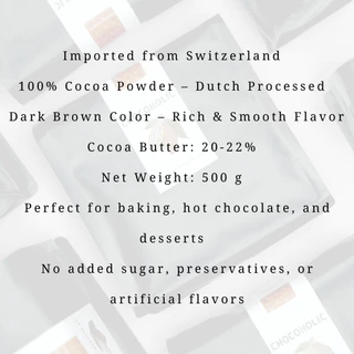 ผงโกโก้ 100% เข้มข้น หอมมัน Chocoholic Premium Cocoa 500g