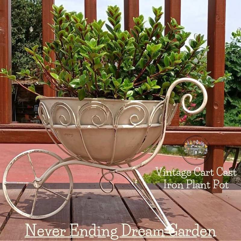 Vintage Cart Cast Iron Plant Pot รถเข็นกระถางต้นไม้เหล็กหล่อสไตล์วินเทจ