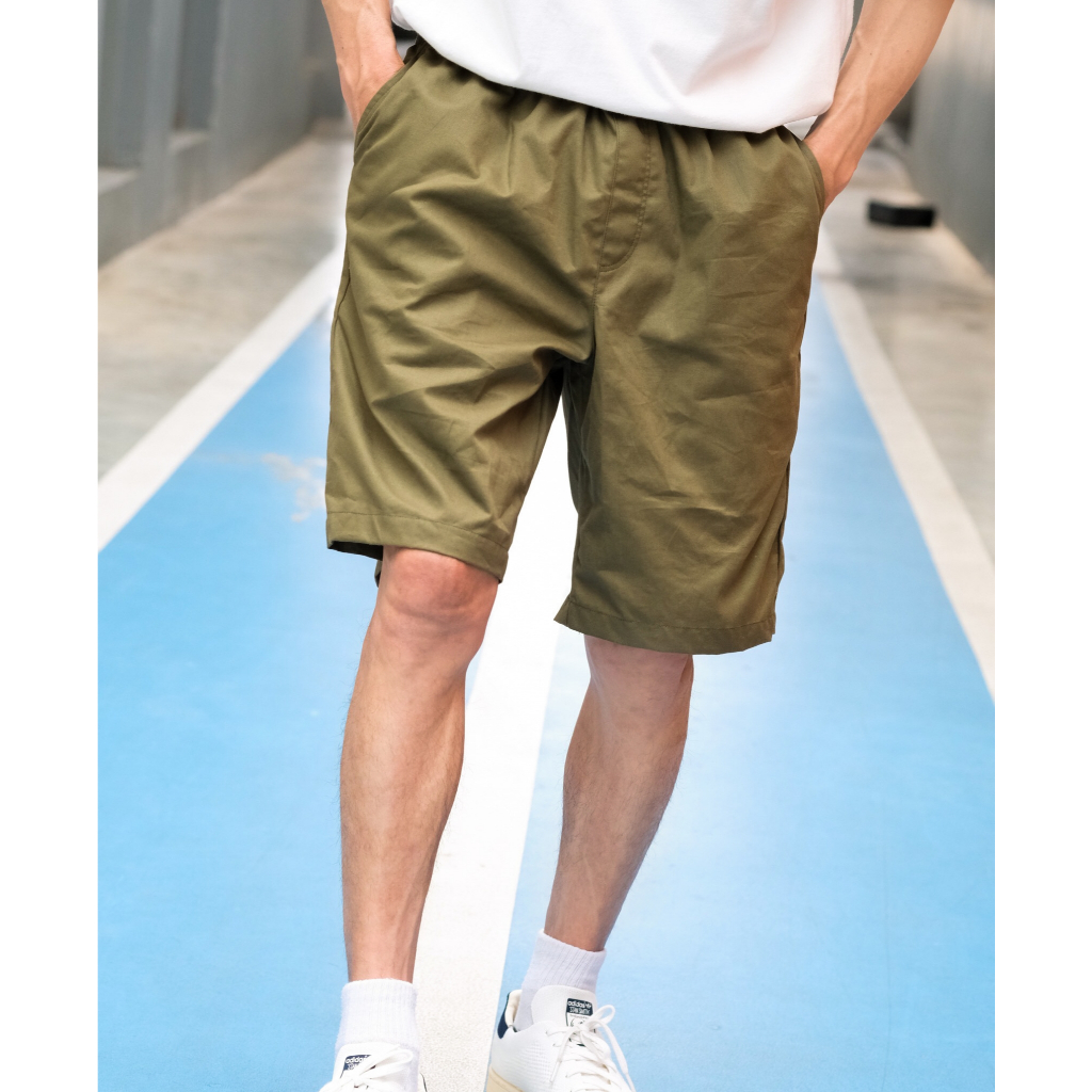 ZENDHAI กางเกงขาสั้นเอวยางยืด Easy Shorts ผ้าคอตต้อน 100%  สีพื้น