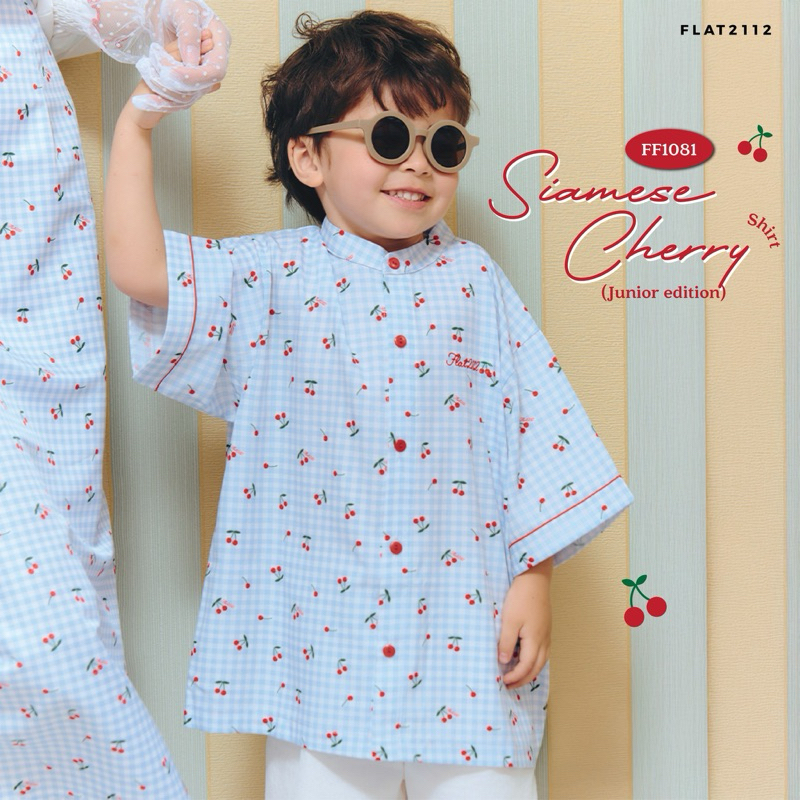 FLAT2112 FF1081 : SIAMESE CHERRY SHIRT (Junior edition) เสื้อคอจีน เสื้อแขนสั้น ชุดสงกรานต์ ชุดเด็ก