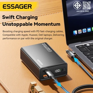 Essager 65W 20000mAh พาวเวอร์แบงค์จอแสดงผลดิจิตอล สีดำ