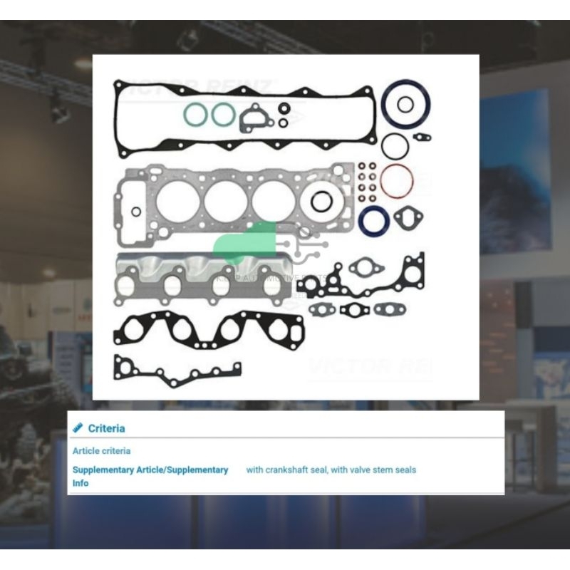 01 54290 01 ประเก็นชุดใหญ่ (Victor Reinz เยอรมัน) Toyota Hiace 2.0 '89 1RZ-E 1RZ