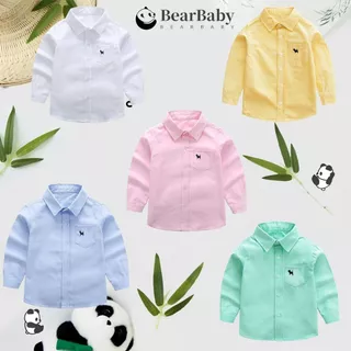 เสื้อเชิ้ตเด็ก เสื้อแขนยาวเด็กผู้ชาย สีพื้น ลายปักที่อก มีหลายไซส์ให้เลือก