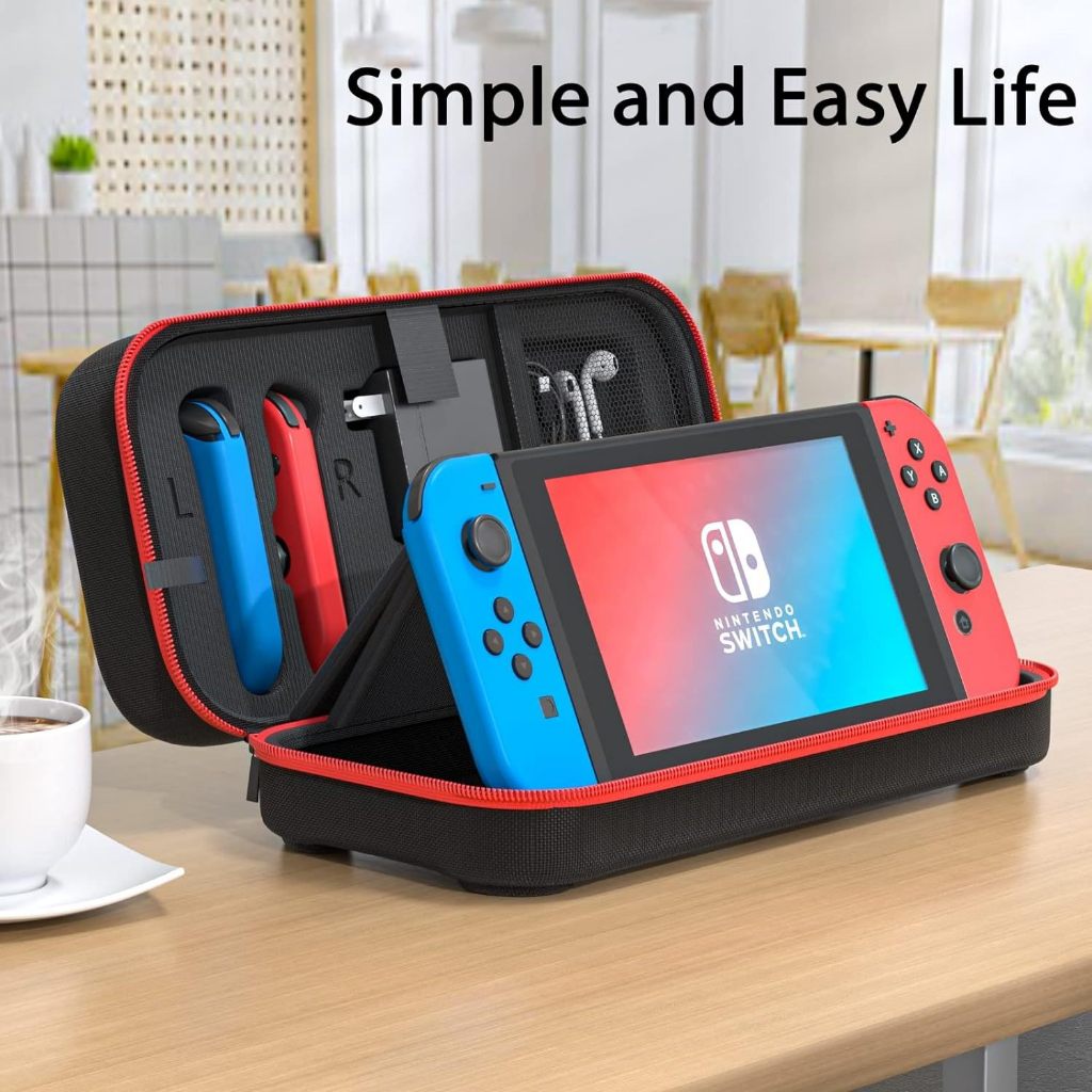 กระเป๋าเคสแข็ง แบบพกพา ความจุขนาดใหญ่ สําหรับ Nintendo Switch & Switch OLED Joy-Con และอะแดปเตอร์ 20 เกม