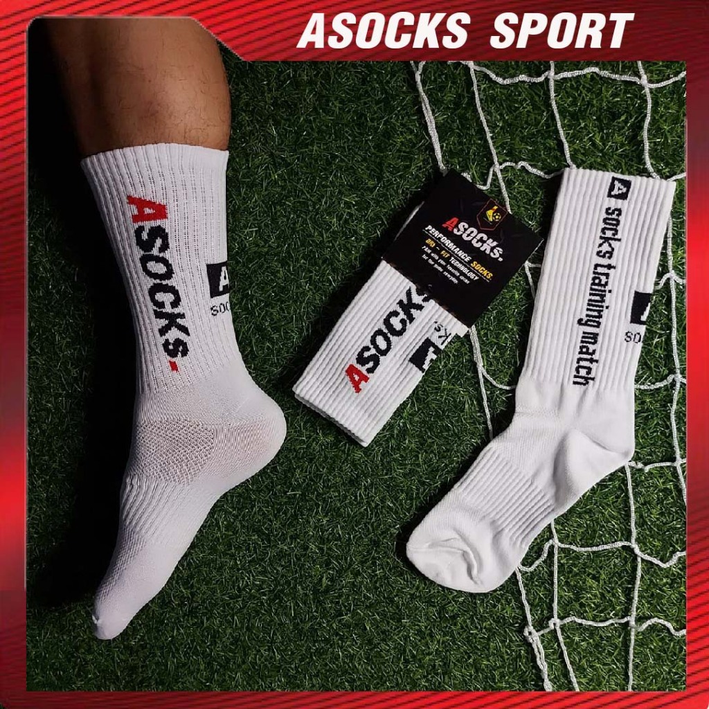 [ พร้อมส่ง ] ถุงเท้าครึ่งแข้ง แบบบาง สำหรับนักฟุตบอล Asocks Training Match