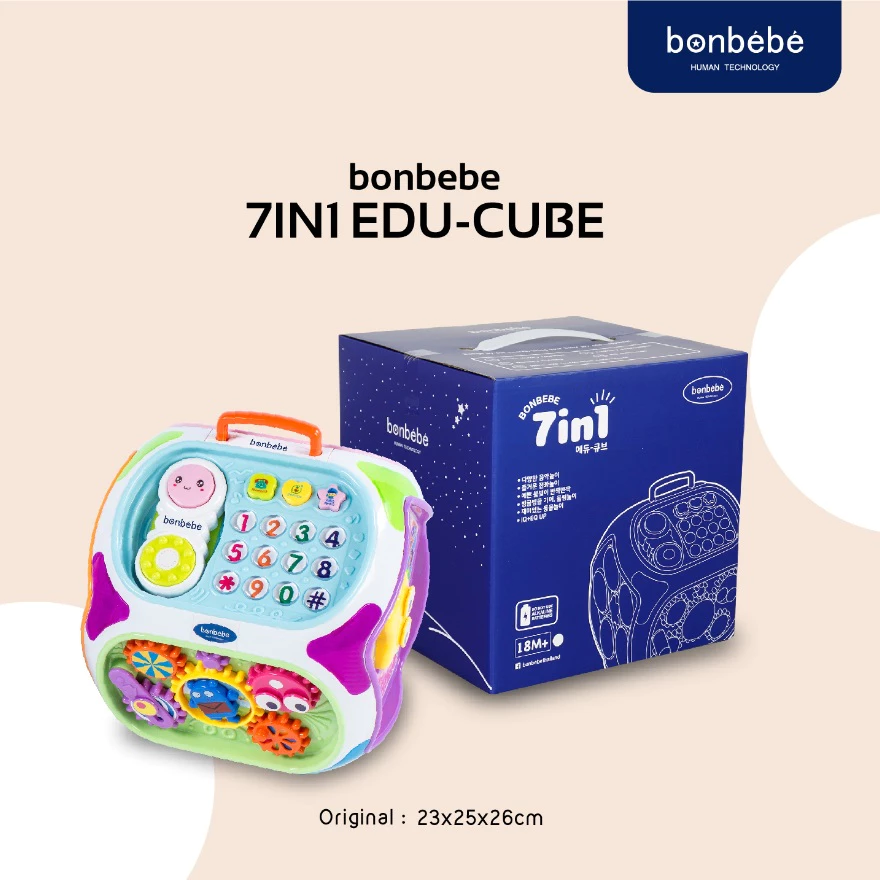 bonbebe 7in1 Edu-Cube รุ่น Original สีขาว กล่องกิจกรรม 7 ด้านเสริมทักษะ