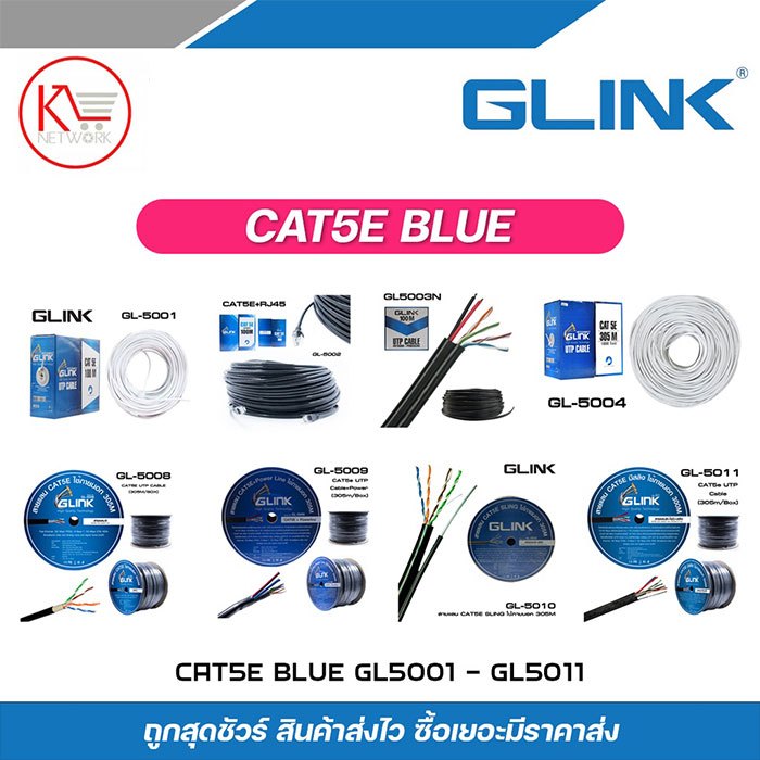 GLINK สายแลน CAT5E Blue รุ่น GL5001 / GL5002 / GL5003N / GL5004