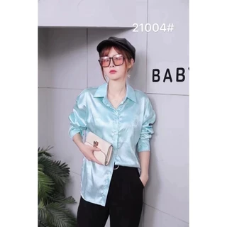 SP-2🌻เสื้อเชิ้ตแขนยาว ผ้าซาติน เสื้อเบลาส์สไตล์เกาหลี ใส่ทำงาน สำหรับผู้หญิง เนื้อผ้านิ่มลื่น ใส่สบายมาก 🌻