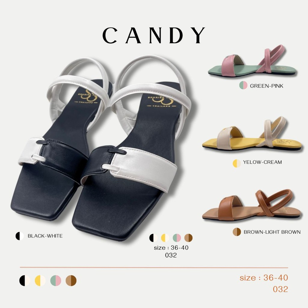 Sharisa Shoes รุ่น CANDY (032) รองเท้าแตะรัดส้น พื้นนุ่ม ใส่สบายเท้า สีหวานละมุน สไตล์มินิมิล