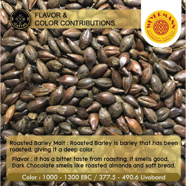 Weyermann® Roasted Barley (500 g) EBC 1000 -1300, Color °L 377.5-490.6