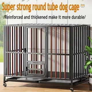 🐕กรงสุนัข กรงสุนัขขนาดใหญ่ กรงสุนัข แบบหนา กรงสุนัขใหญ่ กรงหมา กรงสัตว์เลี้ยงพร้อมล้อล็อก ถอดออกได้ ทนทาน