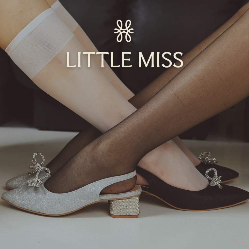 [บวกไซส์] MiniB "Little Miss" #mnb120 - รองเท้าคัชชูส้นสูงส้นเพชร ประดับโบว์เพชร