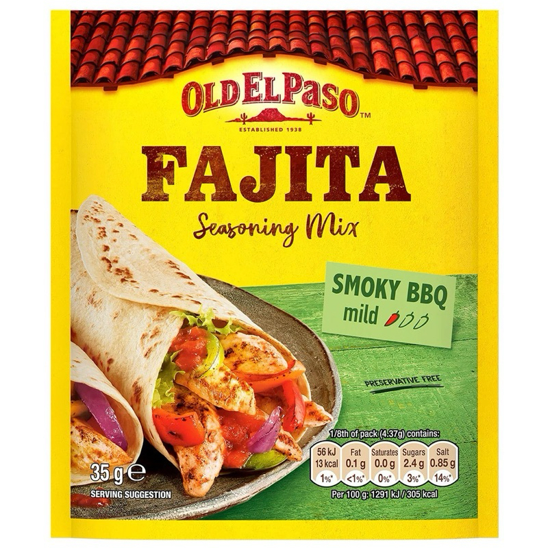 Old El Paso Fajita Seasoning Mix Smoky BBQ Mild 35g ซอส เครื่องปรุงรส ซอสปรุงรส BBQ [V]