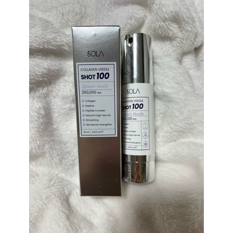 ใช้ไม่เกิน5ครั้ง  Sola - โซลา คอลลาเจน วีเดิ้ลช็อต 100 (shot) 50ml. เซรั่มเข็มเปิดผิว ริ้วรอย หลุมสิ