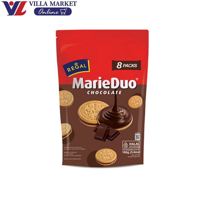 (1แถม1 ถึง 20พฤศจิกายน) คุกกี้สอดไส้ช็อคโกแลต Regal Marie Chocolate Cream 160g มีฮาลาล