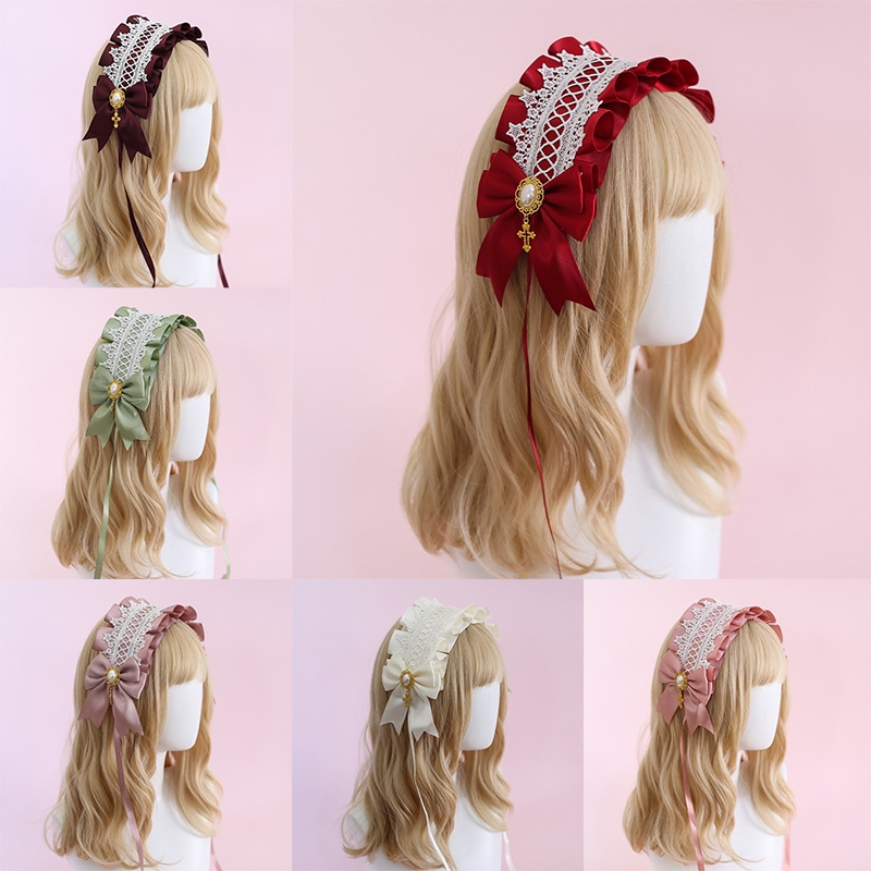 สายรัดผม เฮดเดรสโลลิต้า Headdress Bonnet Lolita ที่คาดผมลูกไม้ โลลิต้า คอสเพลย์ โบว์ ‼️พร้อมส่งจากไทย‼️