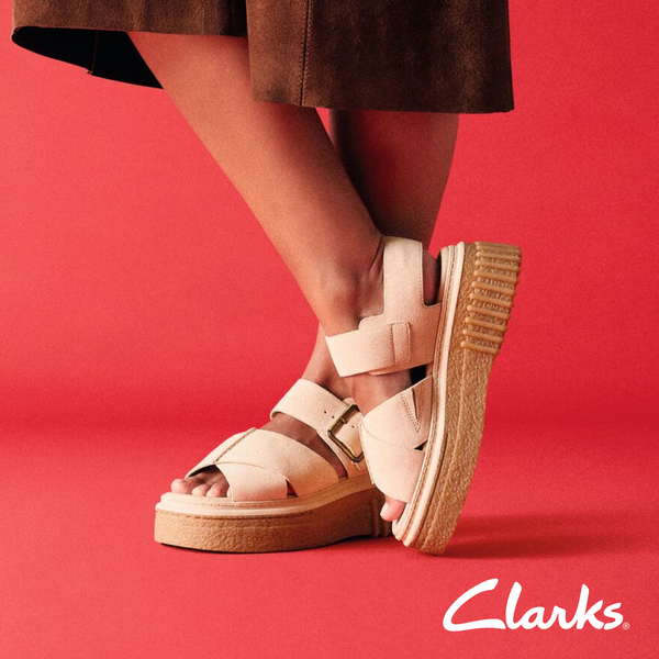 Clarks รุ่น EVAMAR WISH สี ECRU SUEDE รองเท้าแตะรัดส้น หนังกลับ คุณภาพดี ใส่สบาย