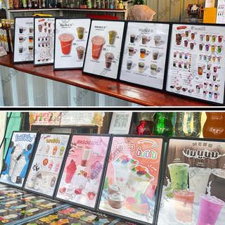 ป้ายอะคริลิคตั้งโต๊ะ ป้ายเมนู ป้ายตั้งโต๊ะ A4 A5 A6 วัสดุแข็งแรง ไม่แตกแม้ตกหล่น