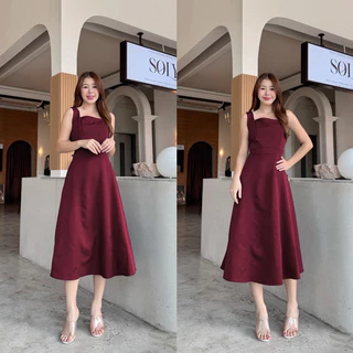 c92-2 ชุดเดรสแขนกุดเดรสยาว เดรสออกงาน เดรสสุภาพ