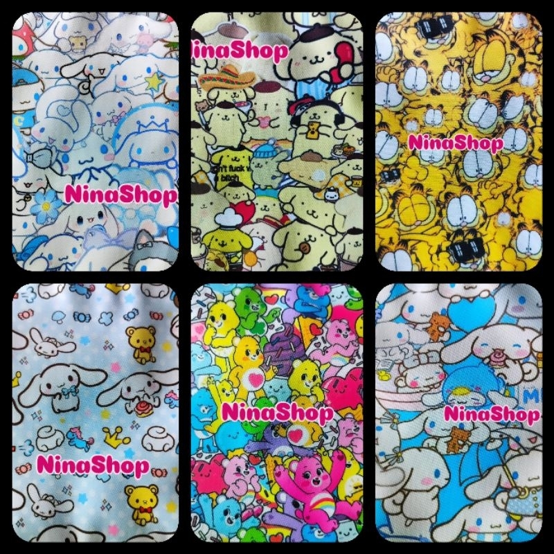 ถุงผ้าลายการ์ตูนย์น่ารักแบบมีเชือก ผ้าซับด้านใน