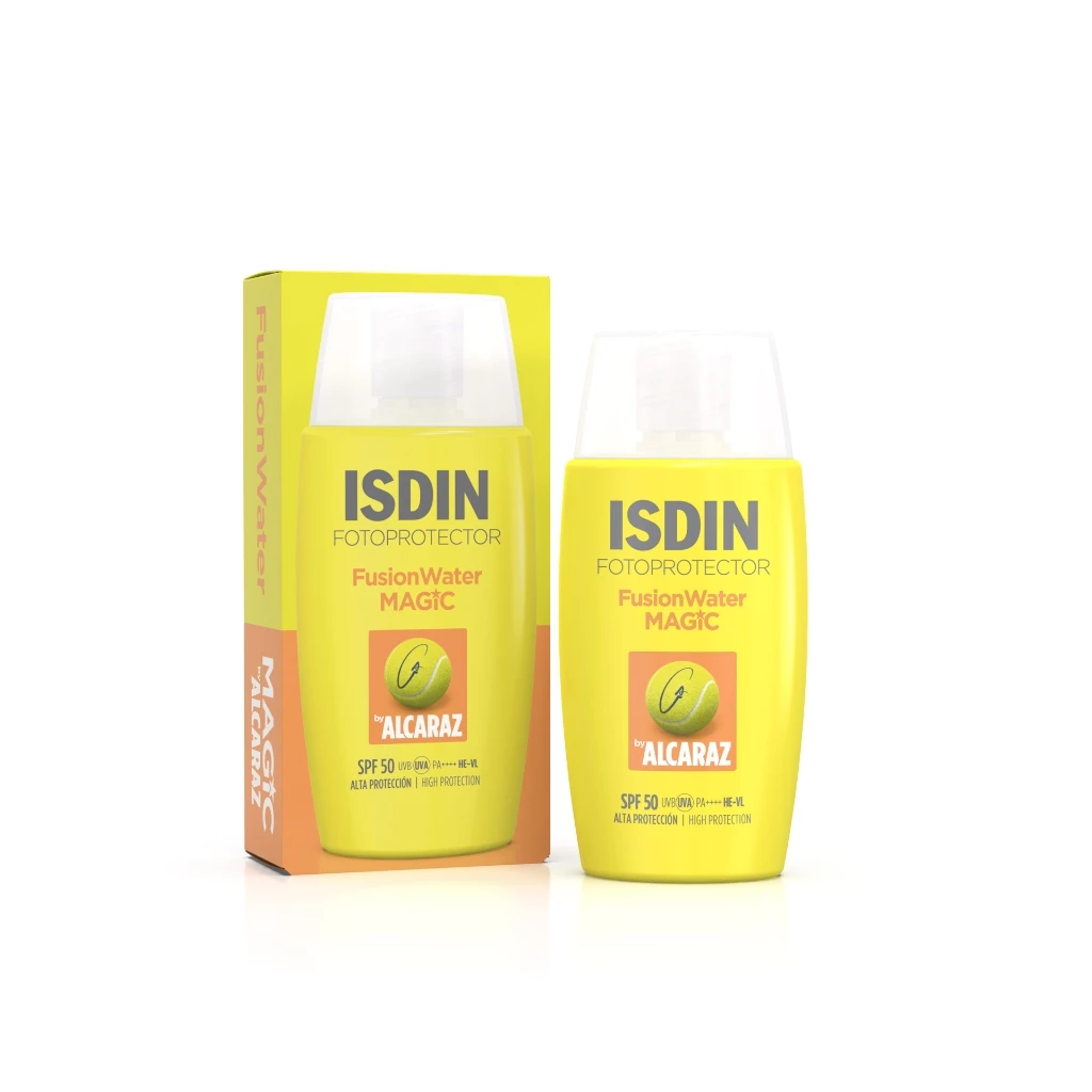ISDIN FOTOPROTECTOR FUSIONWATER MAGIC BY ALCARAZ SPF50 50ML กันแดดเนื้อบางเบา ทนเหงื่อ ไม่ทิ้งคราบมัน