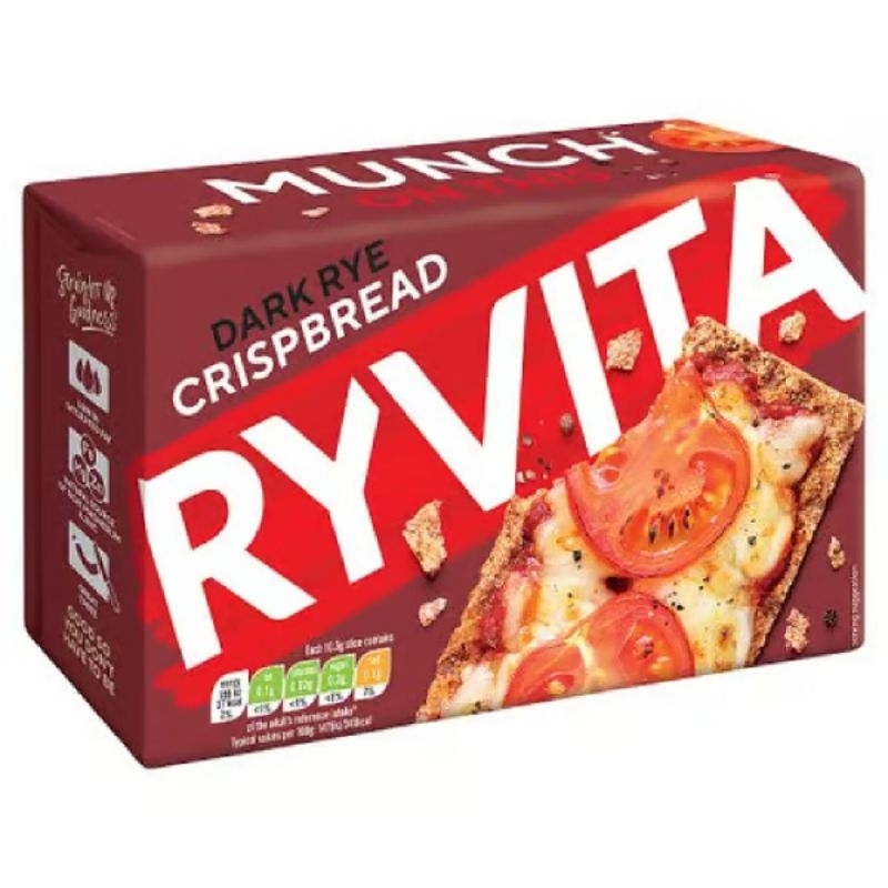 ขนมปังกรอบ ข้าวไรย์ Ryvita Crispbread Dark Rye 250g ไฟเบอร์สูง ไขมันต่ำ