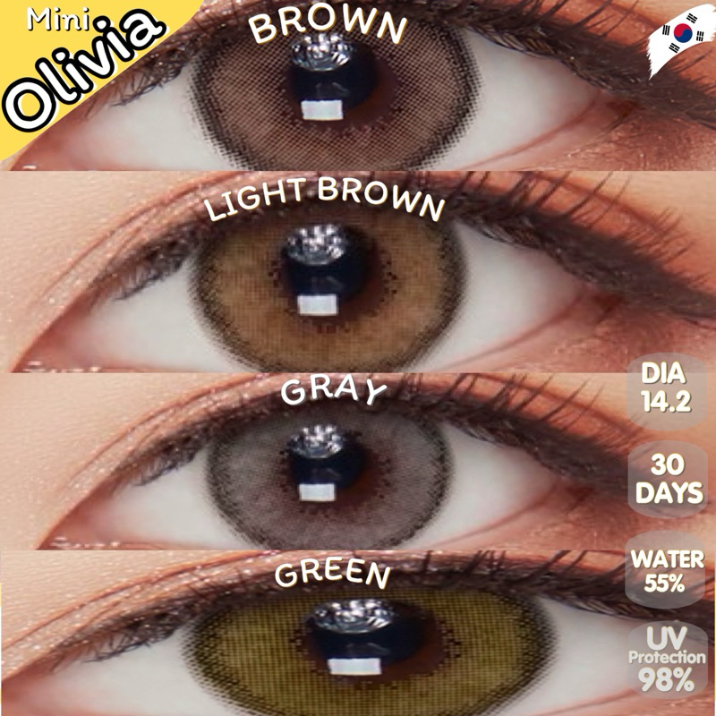 คอนแทคเลนส์ Mini Olivia (Kitty Kawaii)🌷Brown / Light Brown / Green /Gray ขนาดมินิ🔥ลายฮิต ขายดีมาก