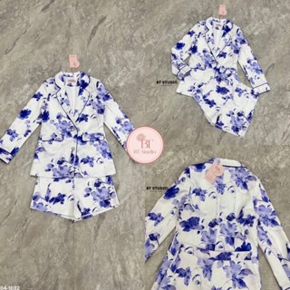 BT 04-1032 ซท 2 ชิ้น เสื้อเบเซอร์แขนยาวคอปก แมทซ์กับกางเกงขา…