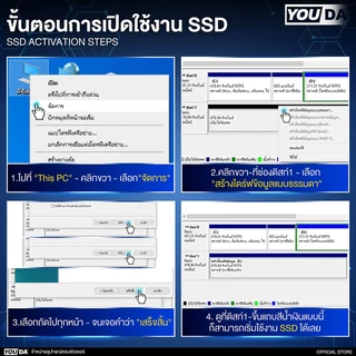 YOUDA เอสเอสดี SATA3 2.5นิ้ว รับประกัน1ปี มี 128GB/256GB/512GB ให้เลือก SSD SATA III 2.5” YD-SD01 สำหรับโน๊ตบุ๊ค / คอม