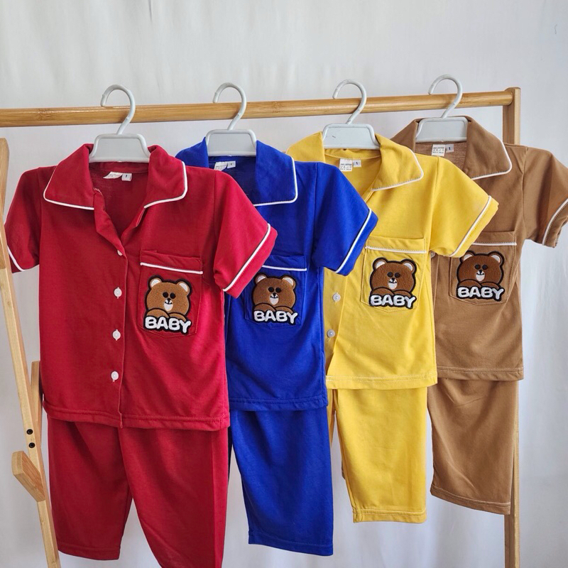 ชุดเด็กผ้ายืดสีพื้น แขนสั้นขายาว พร้อมส่ง