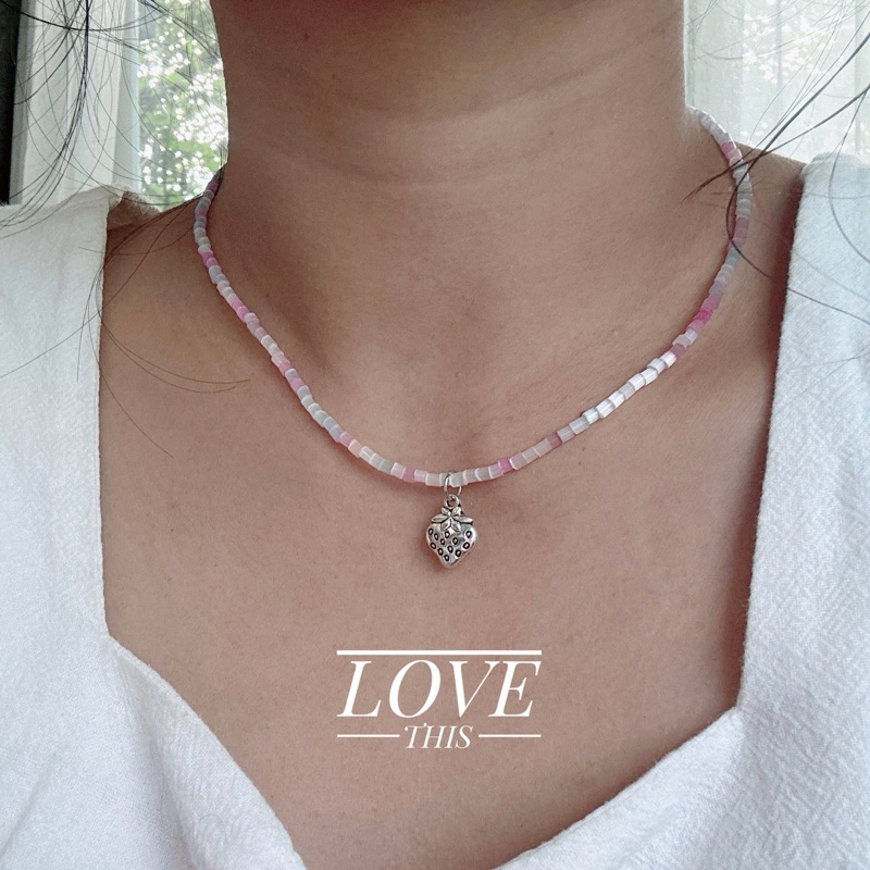#004 สร้อยคอลูกปัด (HANDMADE) Pink & Strawberry🎊🎊