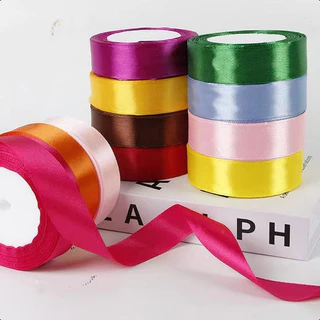 【LS】(25 หลา / ม้วน) ริบบิ้นผ้าซาตินหน้าเดียว 25 มม. 2.5CM ตกแต่งสายรัดของขวัญคริสต์มาส