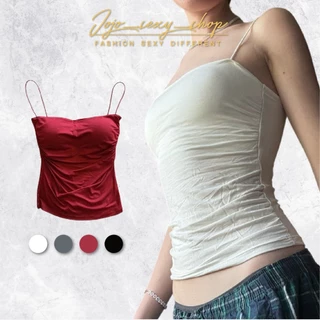 เสื้อสายเดี่ยว บราไร้โครง สไตล์เกาหลี ดีไซน์สม็อคข้าง มีฟองในตัว ZZFGDBDD