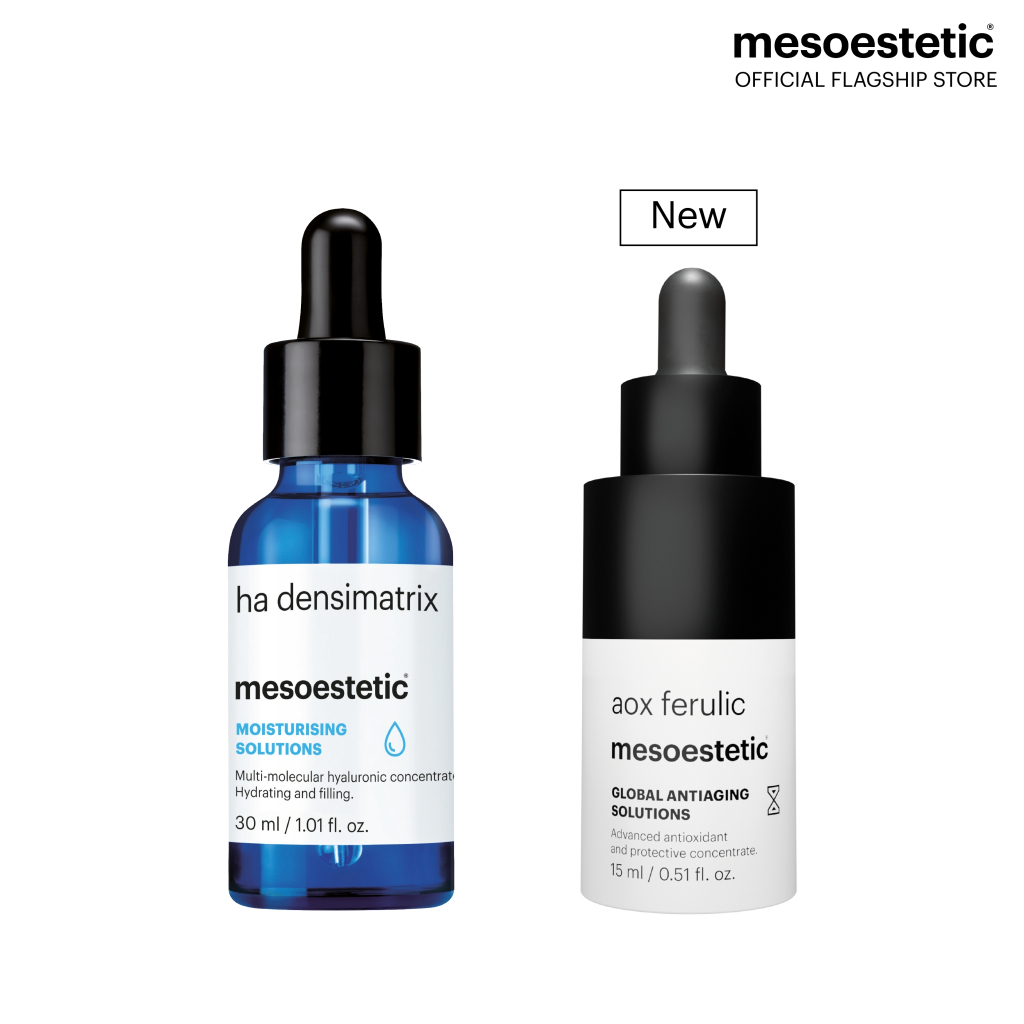 mesoestetic ha densimatrix + aox ferulic 15 ml. (สูตรใหม่) - เซรั่ม Vit C เข้มข้น ชุ่มชื้น กระจ่างใส ไร้จุดด่างดำ