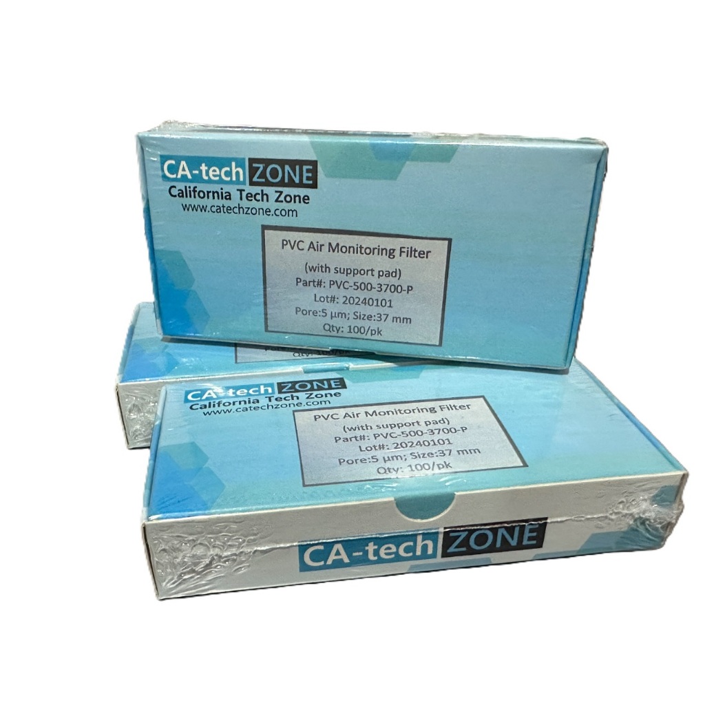 PVC Membrane Filters 37 mm, 5.0 µm (CA-TechZone) are used to analysis of metals, silica, and dust in